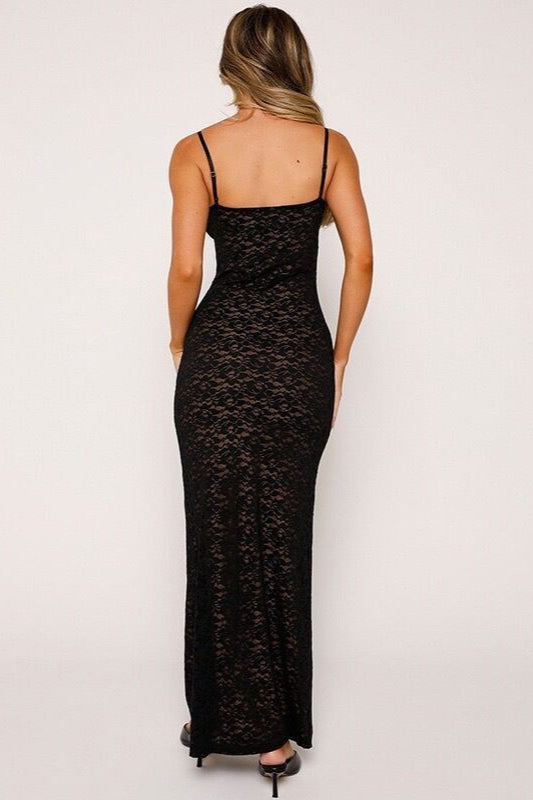 Deep Edition V Backless Maxi Lace Dress