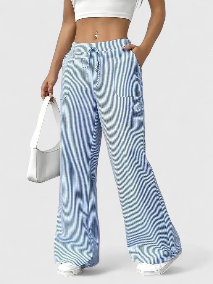 High Waist Striped Wide Leg Pants