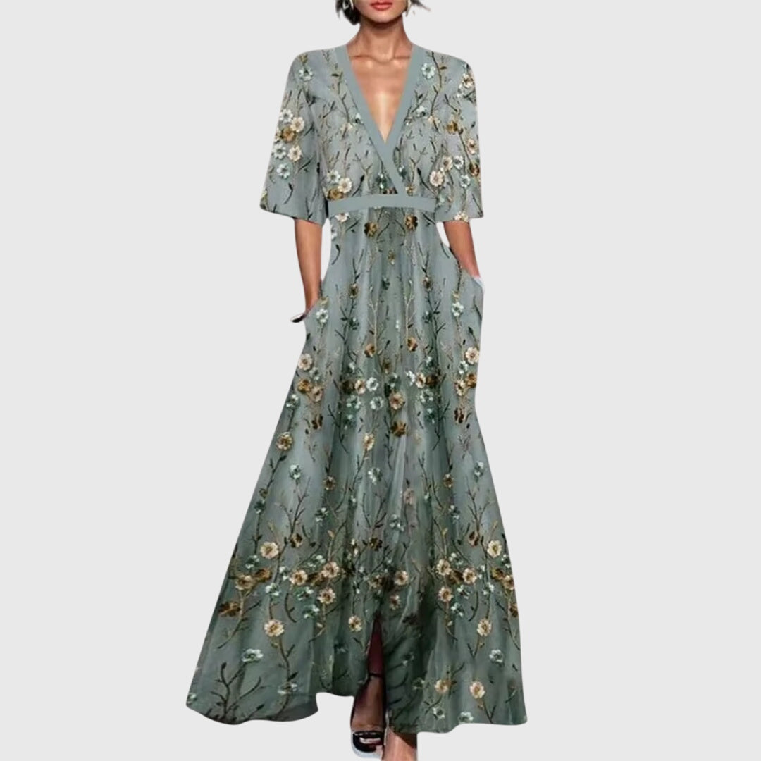 Floral Print Surplice V-Neck Wide Leg Two Piece Set