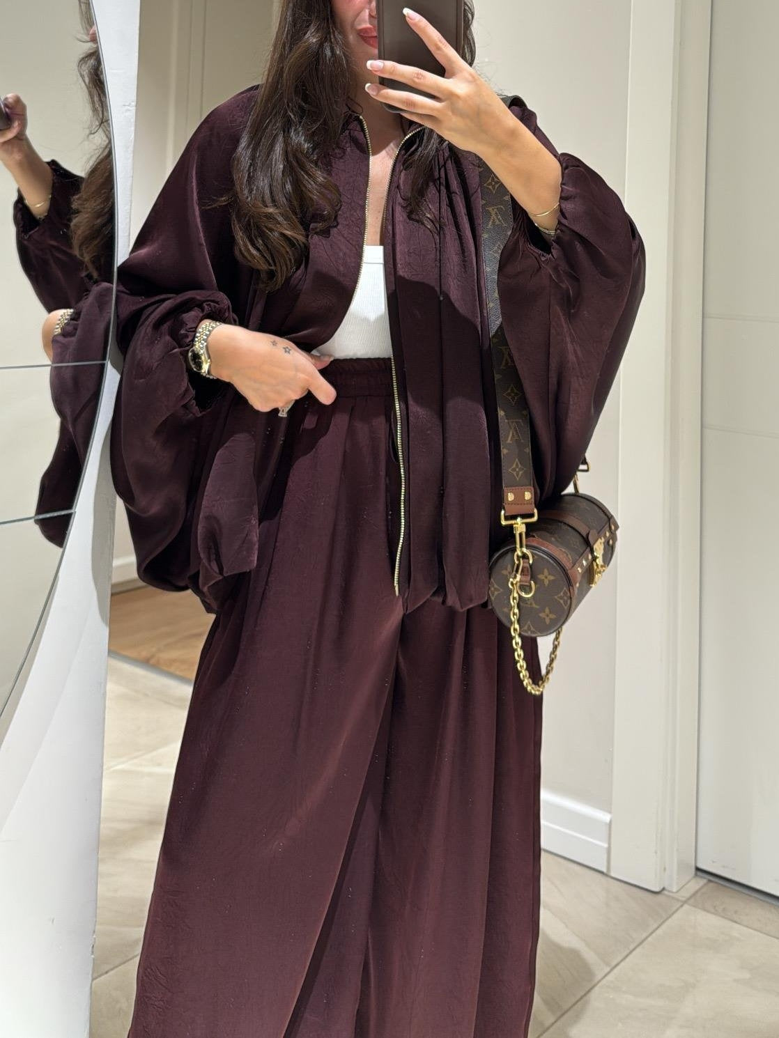 Shirt Jacket and Wide Leg Pants Two Piece Set