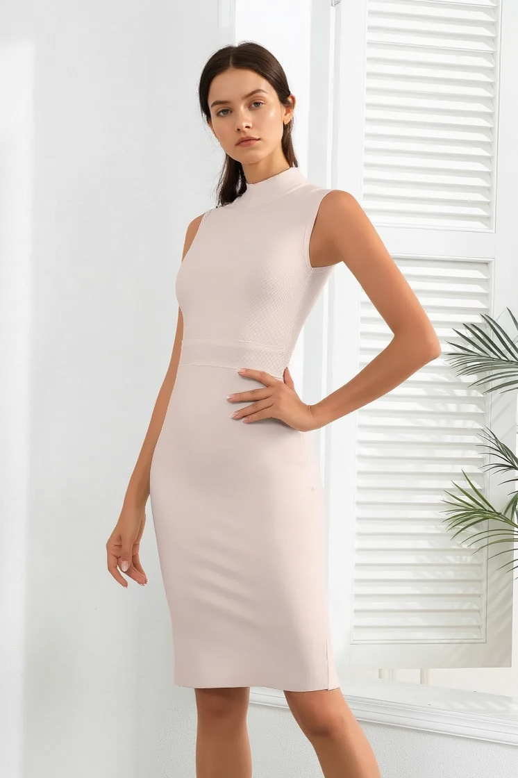 Bandage Blush Cinched Bodycon Elegant Work Dress