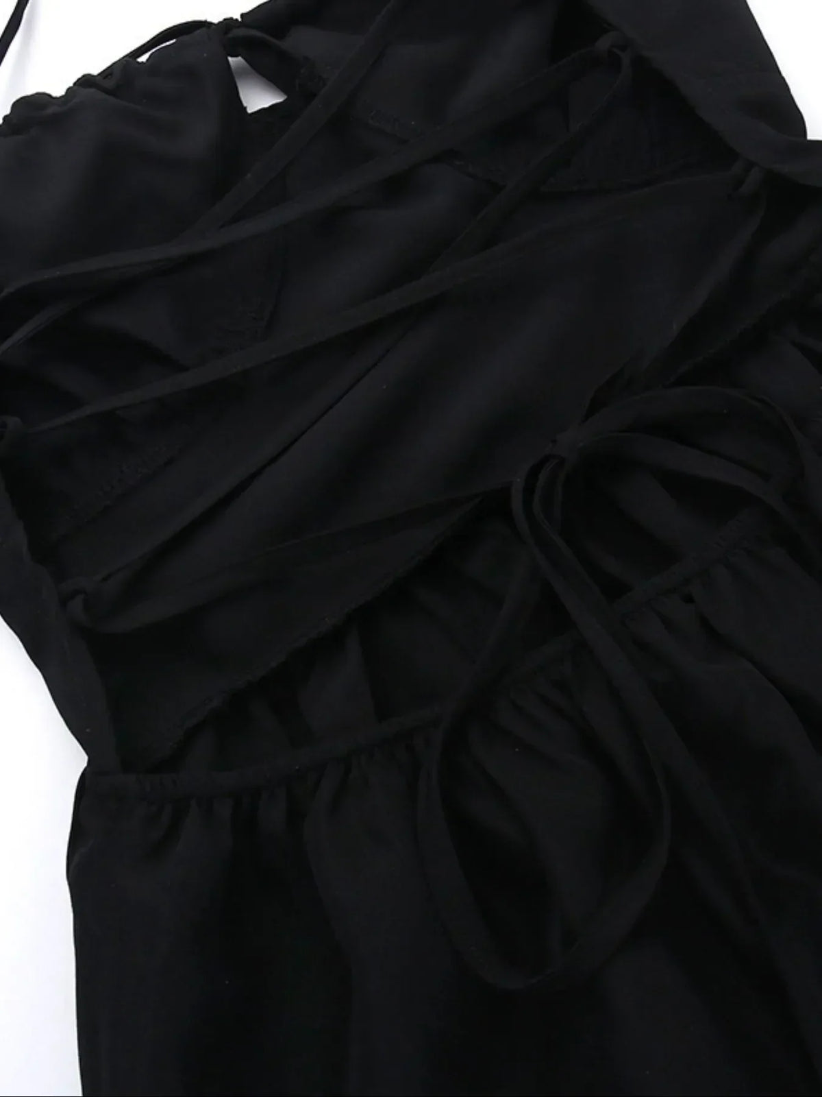 Tiered Lace Up Spaghetti Straps Maxi Dress