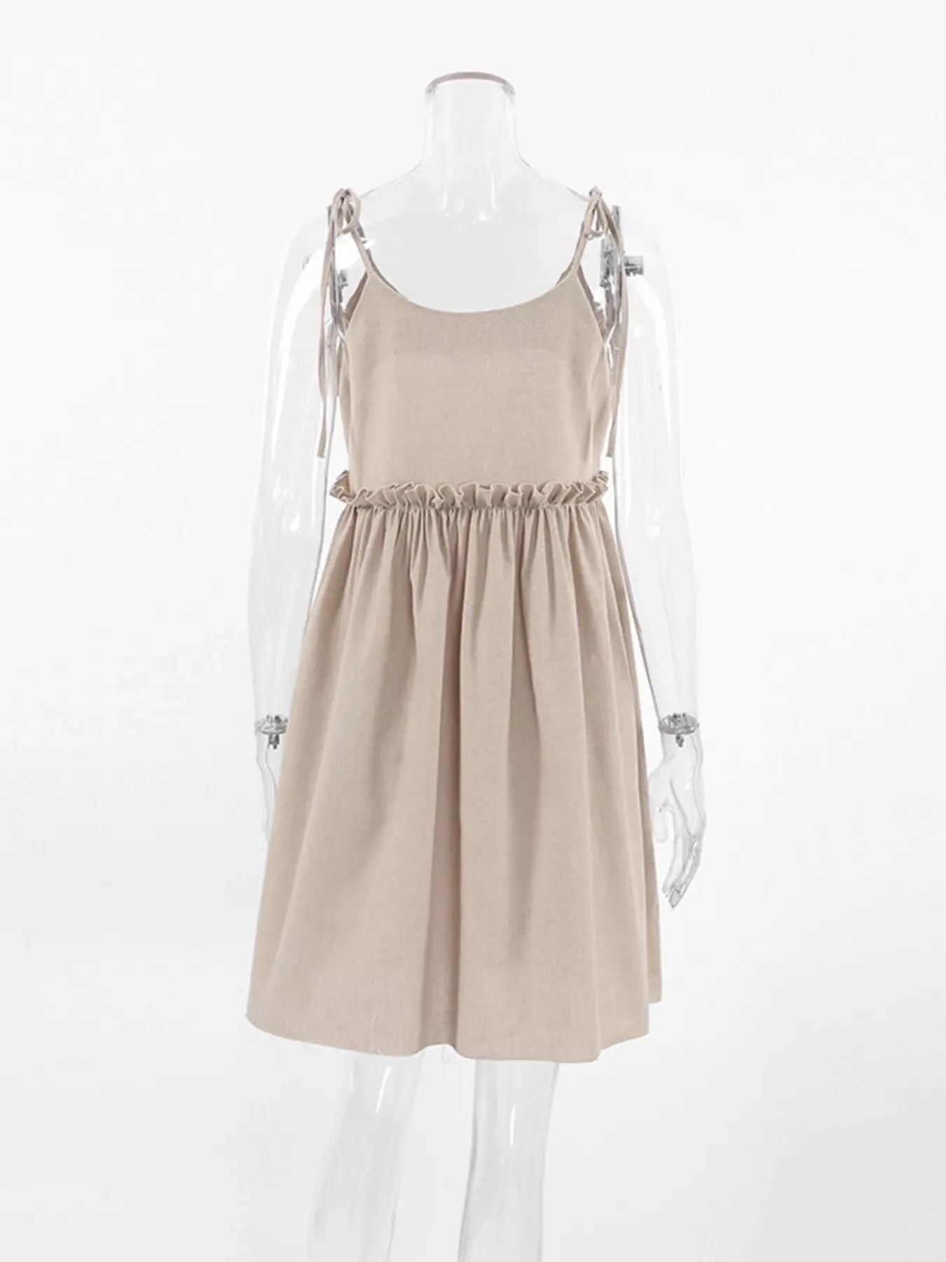 Frill Tie Shoulder Mini Dress