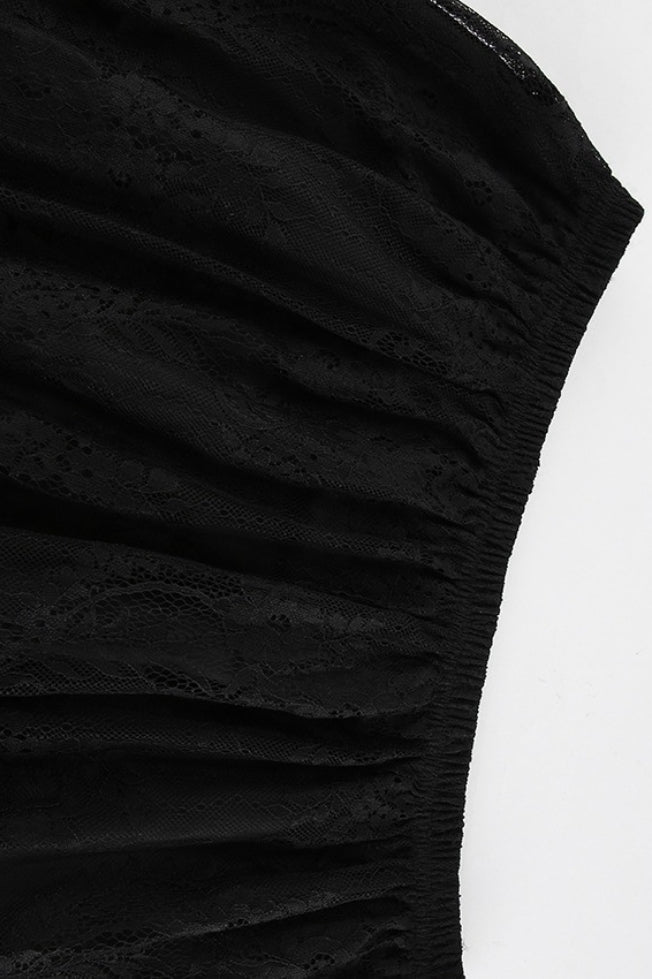 Lace Applique Sheer Tiered Maxi Skirt Set