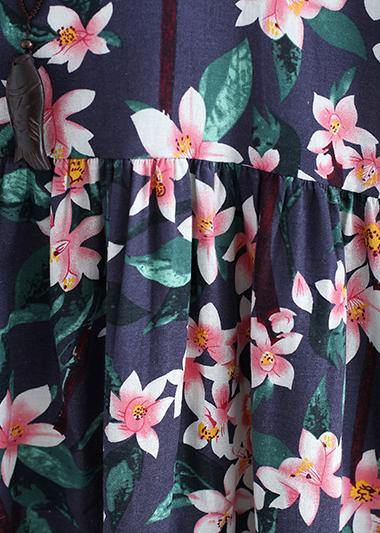 Floral Print Round Neck Half Sleeve Empire Waist Oversized Maxi Dress