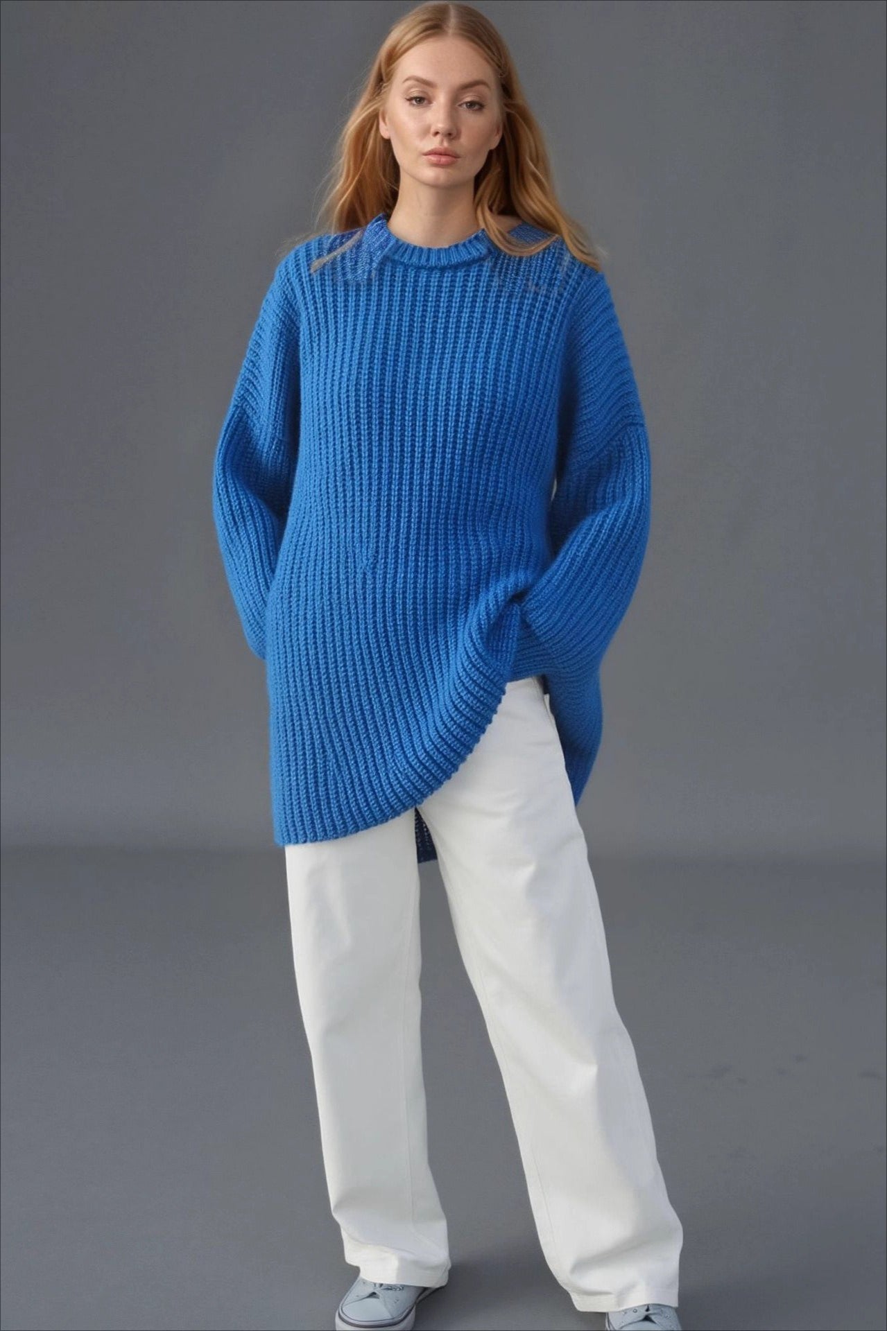 Casual Crewneck Lantern Sleeve Sweater