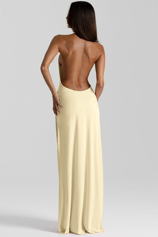 Backless Halter-Neck Maxi Dress