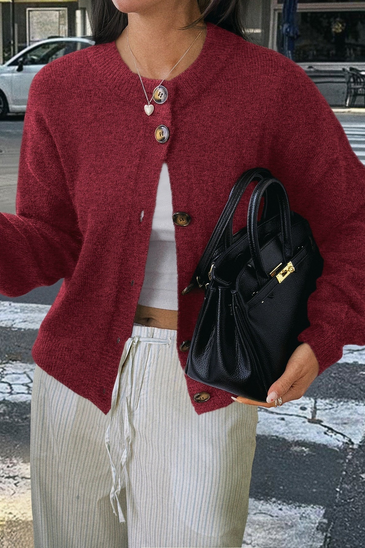 Casual Minimalist Button Front Long Sleeve Coat