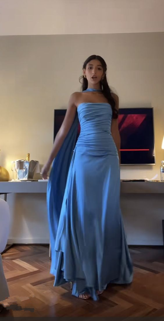 Chic Blue Long Prom Dress,Blue Evening Dress cc1371