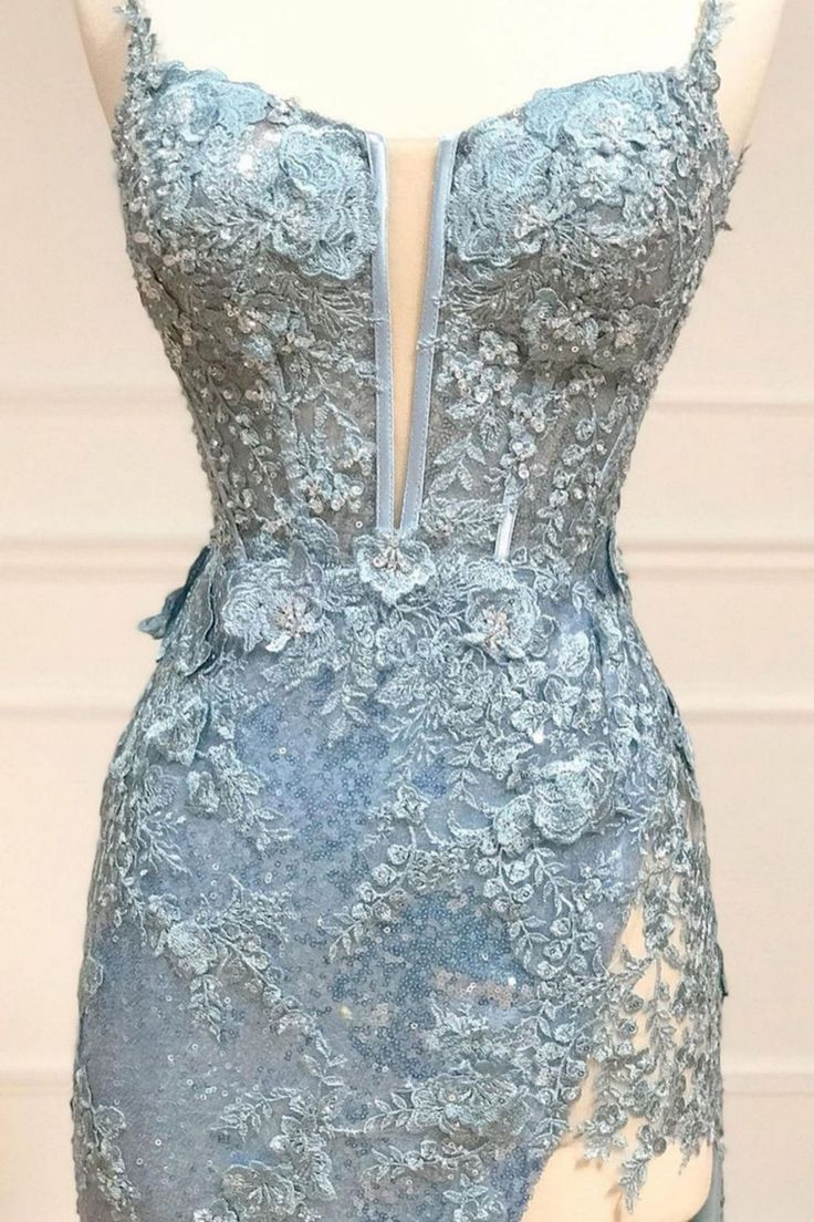 Glitter Sequin Mermaid Spaghetti Straps Long Corset Prom Dress With Appliques cc1354
