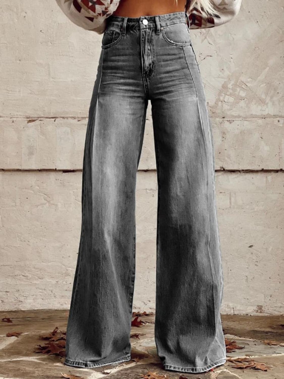 High Waist Wide Leg Denim Jeans