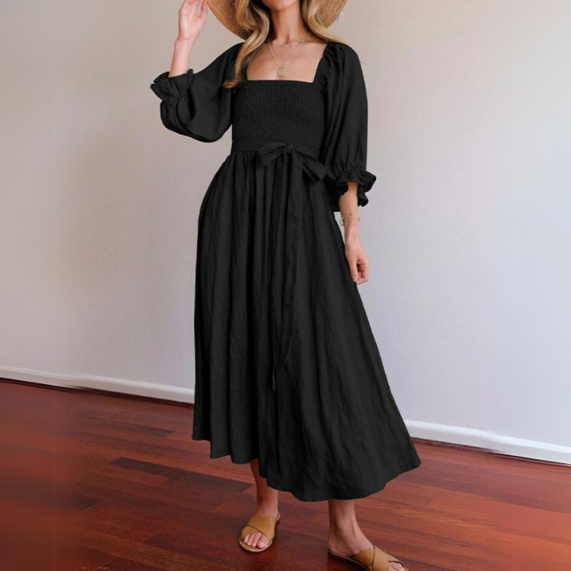 Marina Boutique French Dress with Ruffled Sleeves Designer Edit