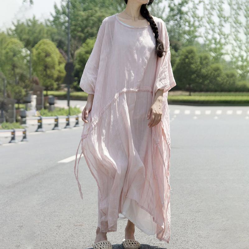 Pink Baggy Summer Cotton Dresses For Women - Omychic