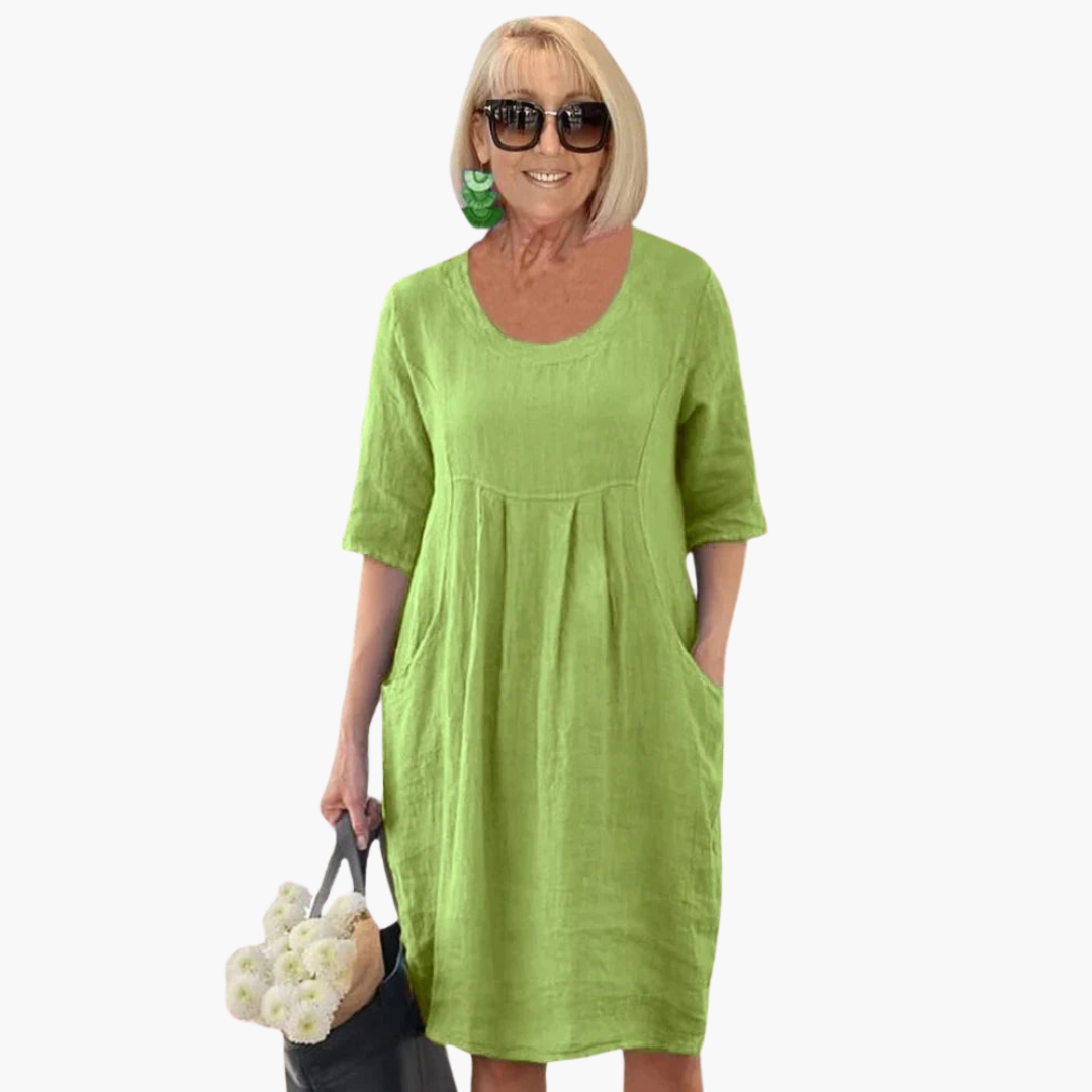 Audrey | Casual Pocket Tunic Dress Light Green