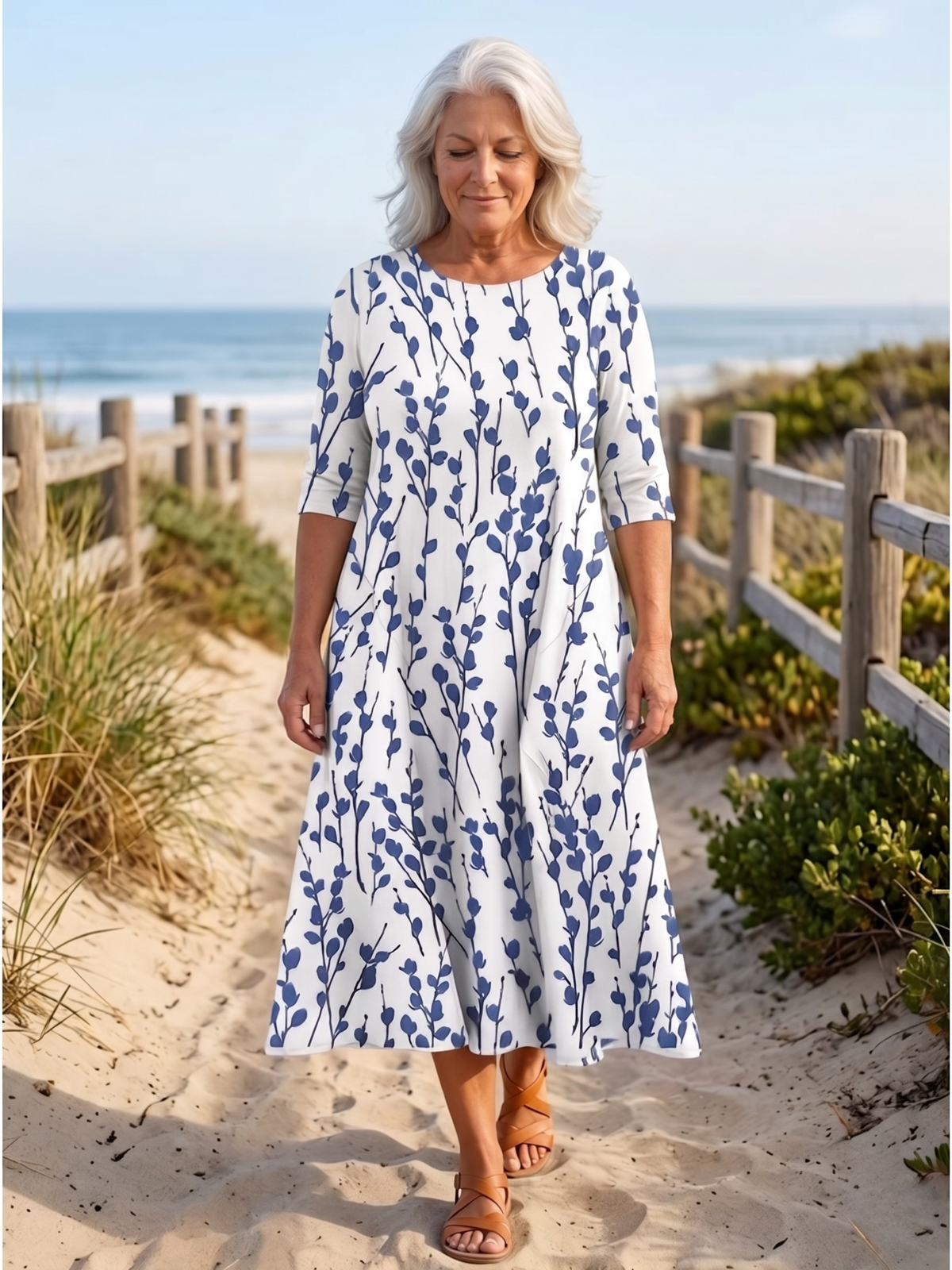ANNIE™ - COASTAL BLOOM MIDI DRESS