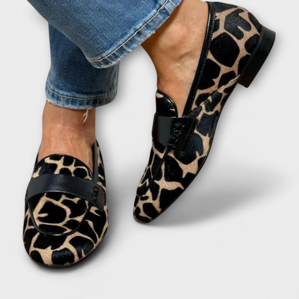 Animal Print Slip On Flat Backless Loafer Mules