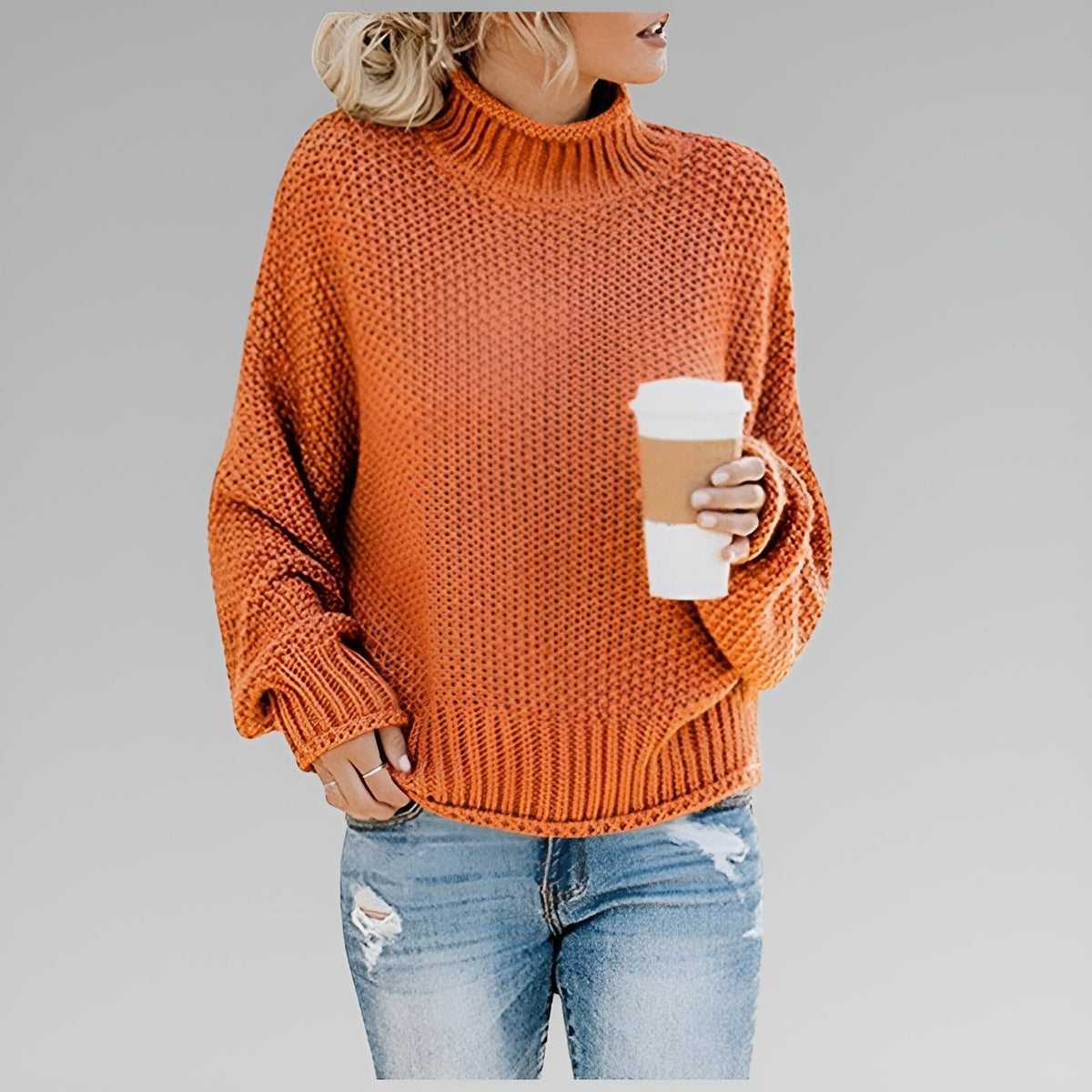 Turtleneck Long Sleeve Chunky Knit Oversized Sweater