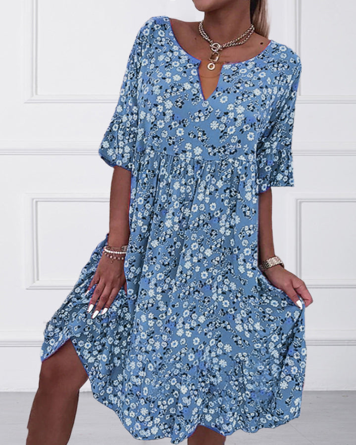 Victoria Aesthetic Half Sleeved Dress Made of Floral Cotton Material Chic Silhouette Collection
