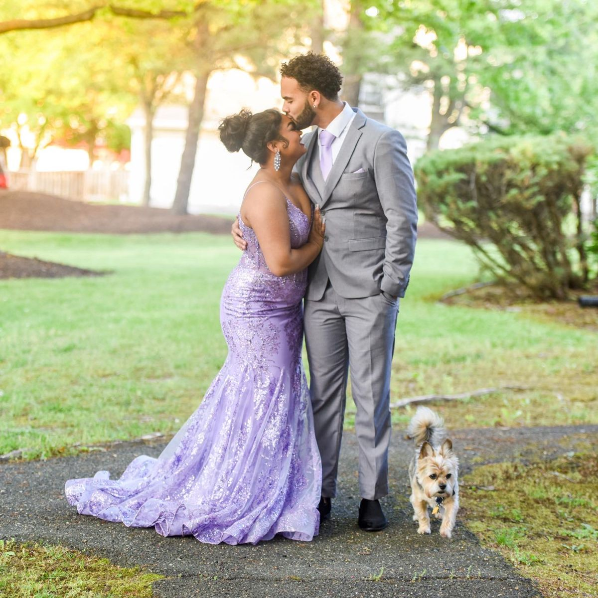 Stunning Lavender V Neck Mermaid Plus Size Prom Dress cc1030