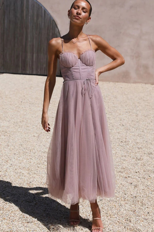Tulle Sweetheart Tiered Layered Maxi Dress