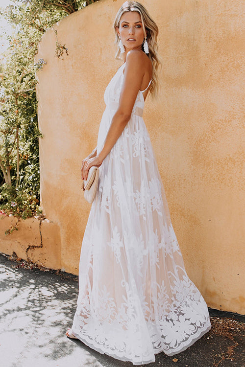 Angel in Disguise Lace Floral Backless Maxi Dress - 3 Colors - View 2