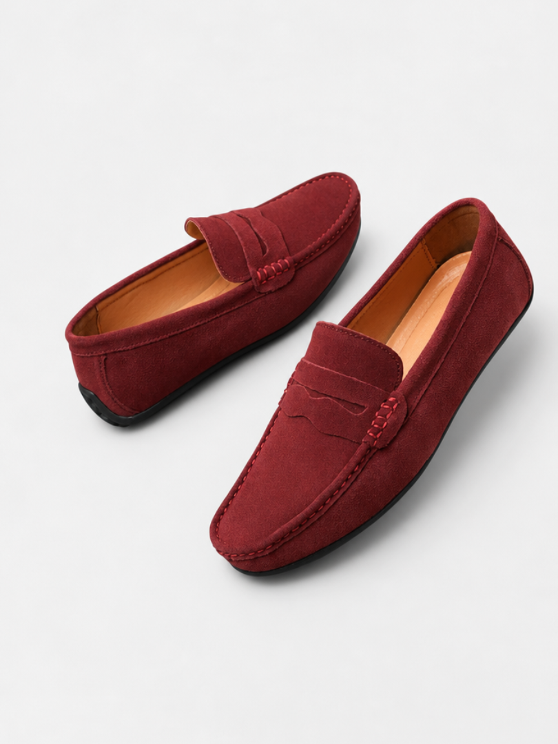 Suede Look Slip On Penny Loafers