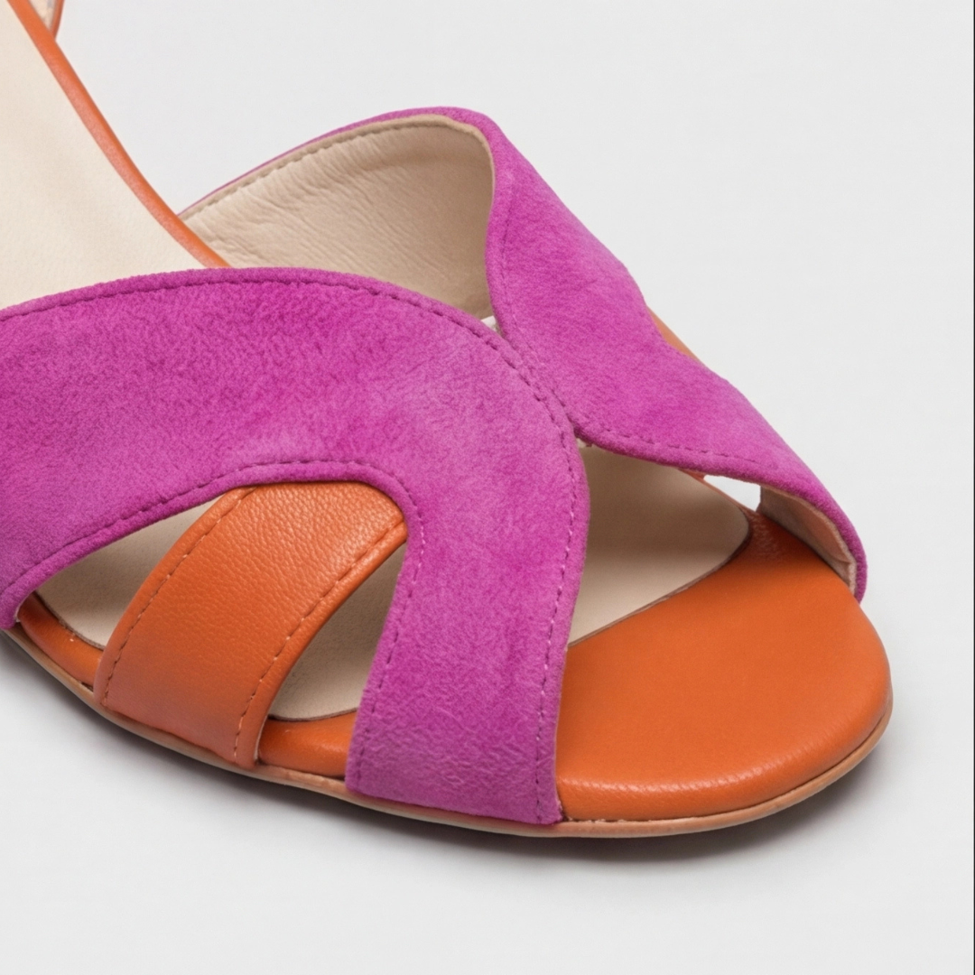 Open Toe Cross Strap Ankle Buckle Block Heel Sandals