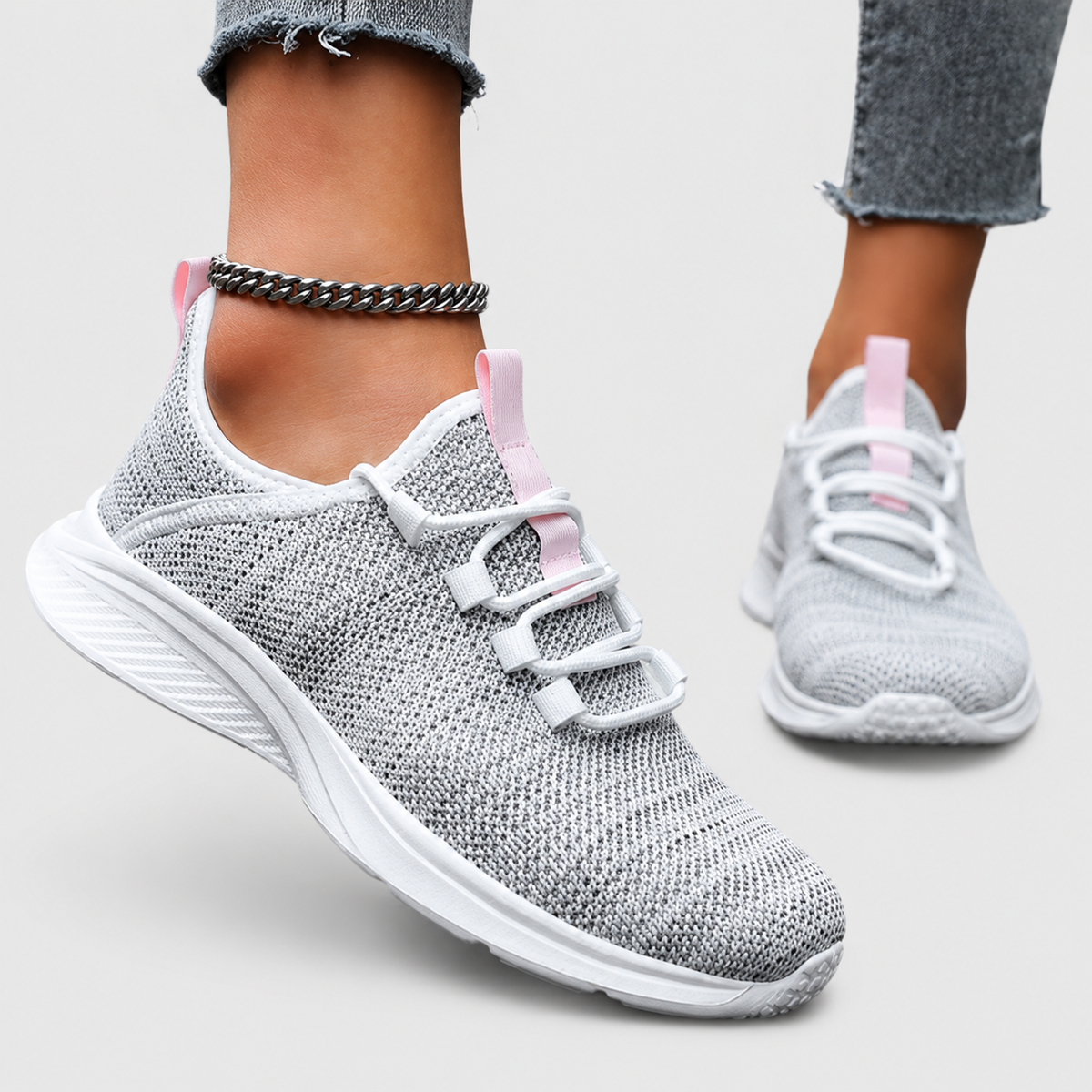Lace Up Knit Low Top Running Sneakers