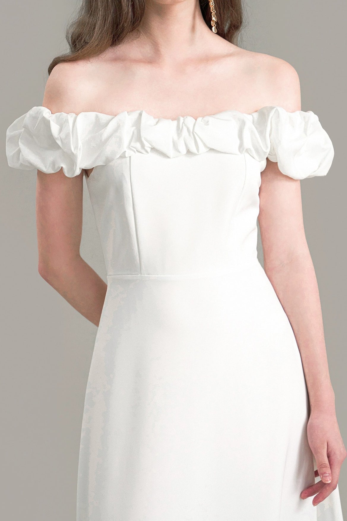 Satin Ruched Off-the-shoulder Cocktail Dress - View 2