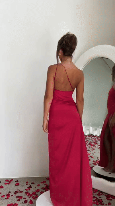 Chiffon One Shoulder Tiered Maxi Dress