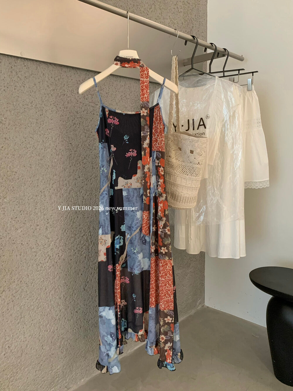 Floral Patchwork Spaghetti Strap Ruffle Maxi Dress 17