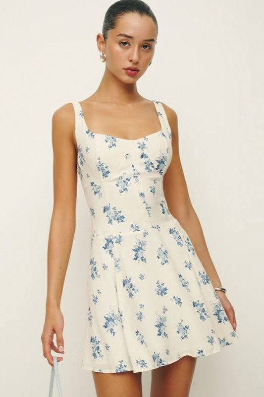 Backless Floral Mini Dress