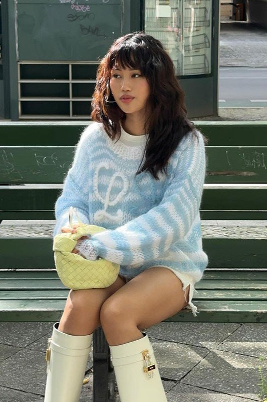 Color Block Striped Pullover Knit Sweater