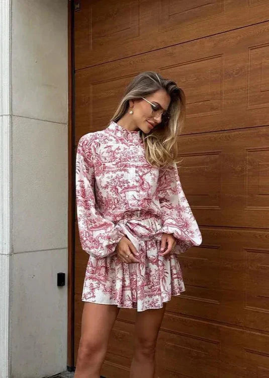 Vintage-InspiRed Puff Sleeve A-Line Mini Dress