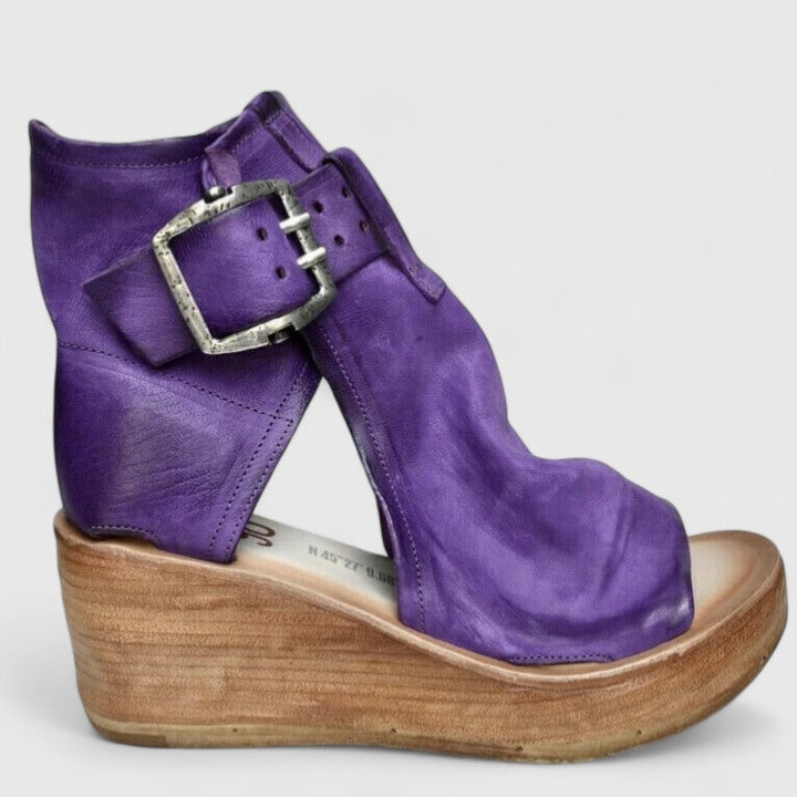 Open Toe Buckle Platform Wedge Sandals