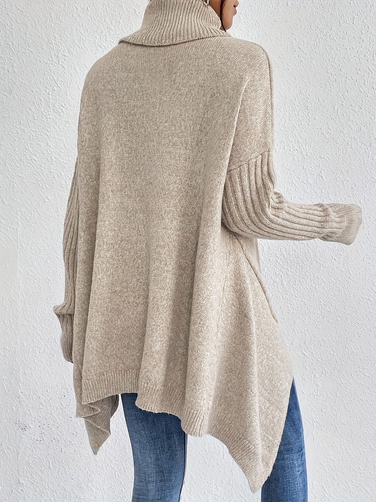 Turtleneck Long Sleeve Oversized High Low Sweater
