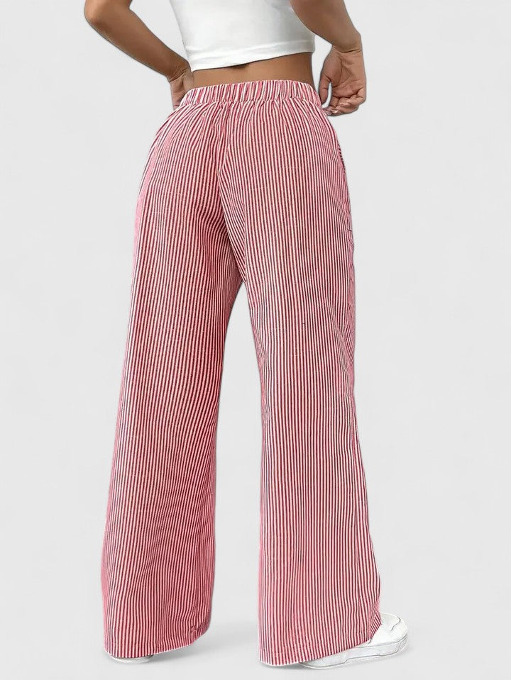High Waist Striped Wide Leg Pants