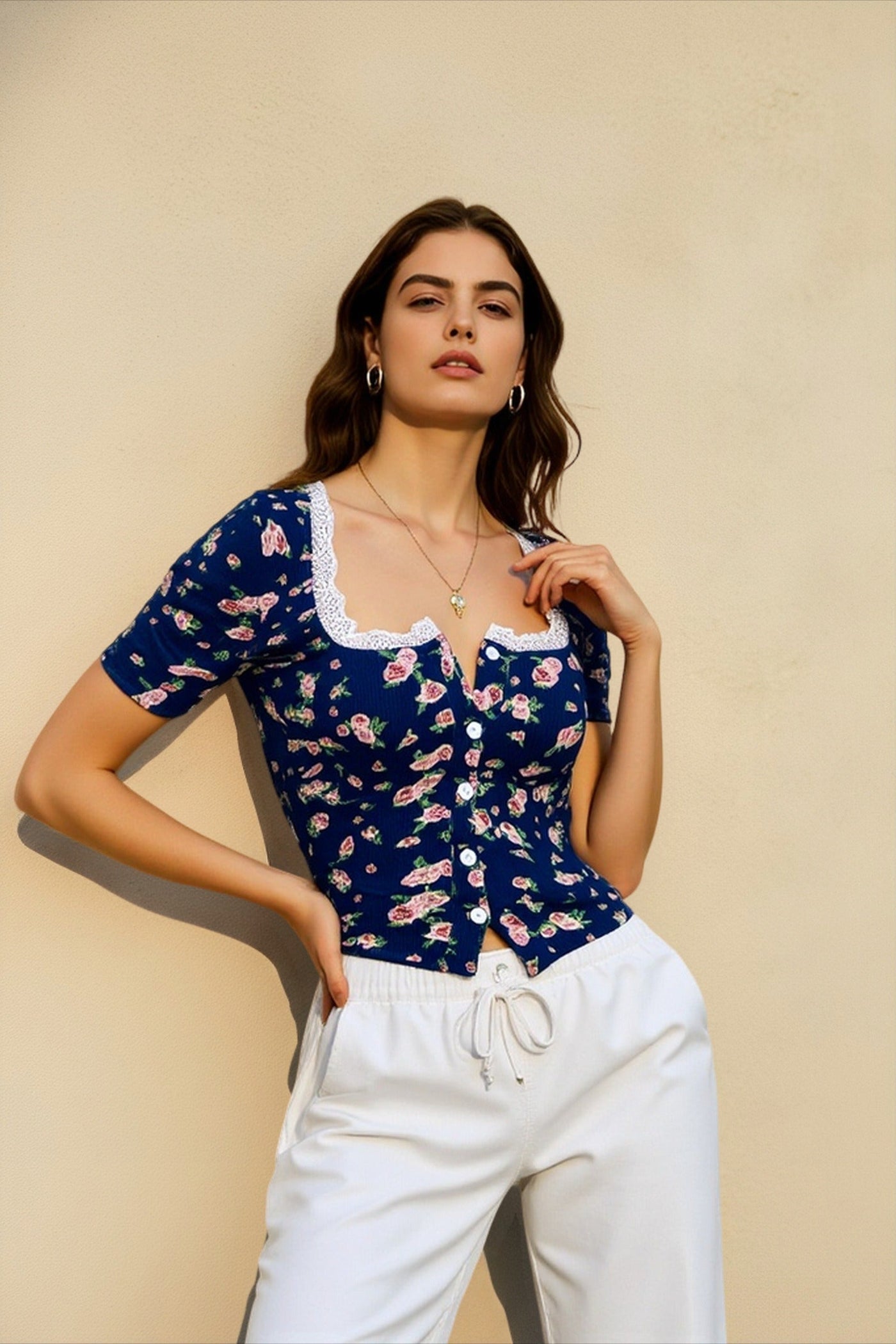 Vintage Print Fitted T-shirts