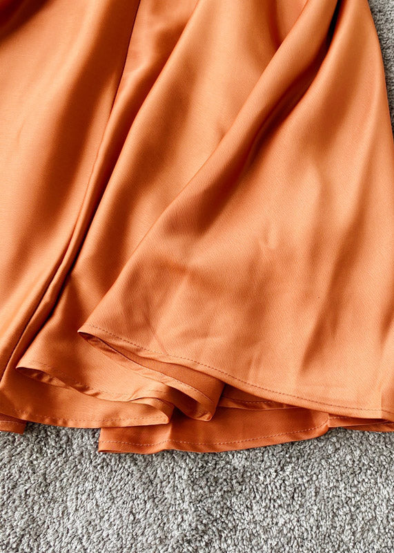 Satin Wrap Surplice V-Neck Spaghetti Strap Maxi Dress