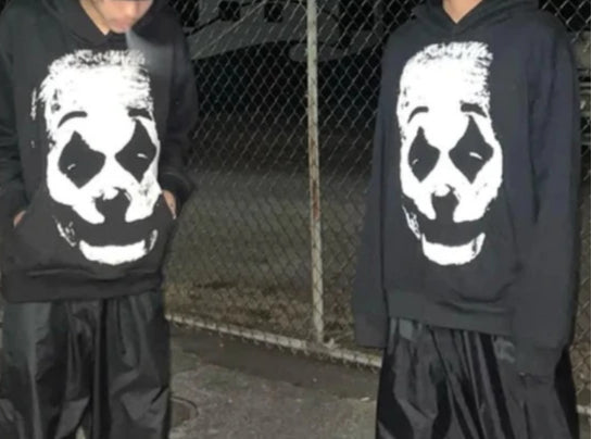 Clown Face Graphic Print Oversized Pullover Hoodie