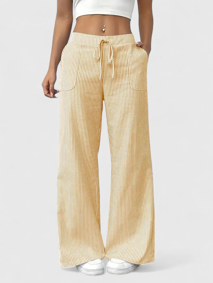 High Waist Striped Wide Leg Pants