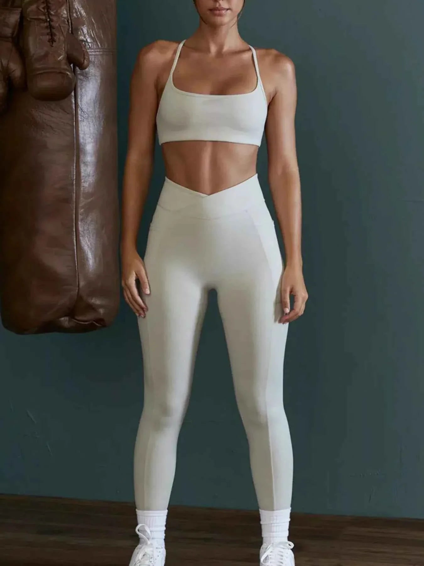 Seamless Cross-Waist Cami and Leggings Active Set