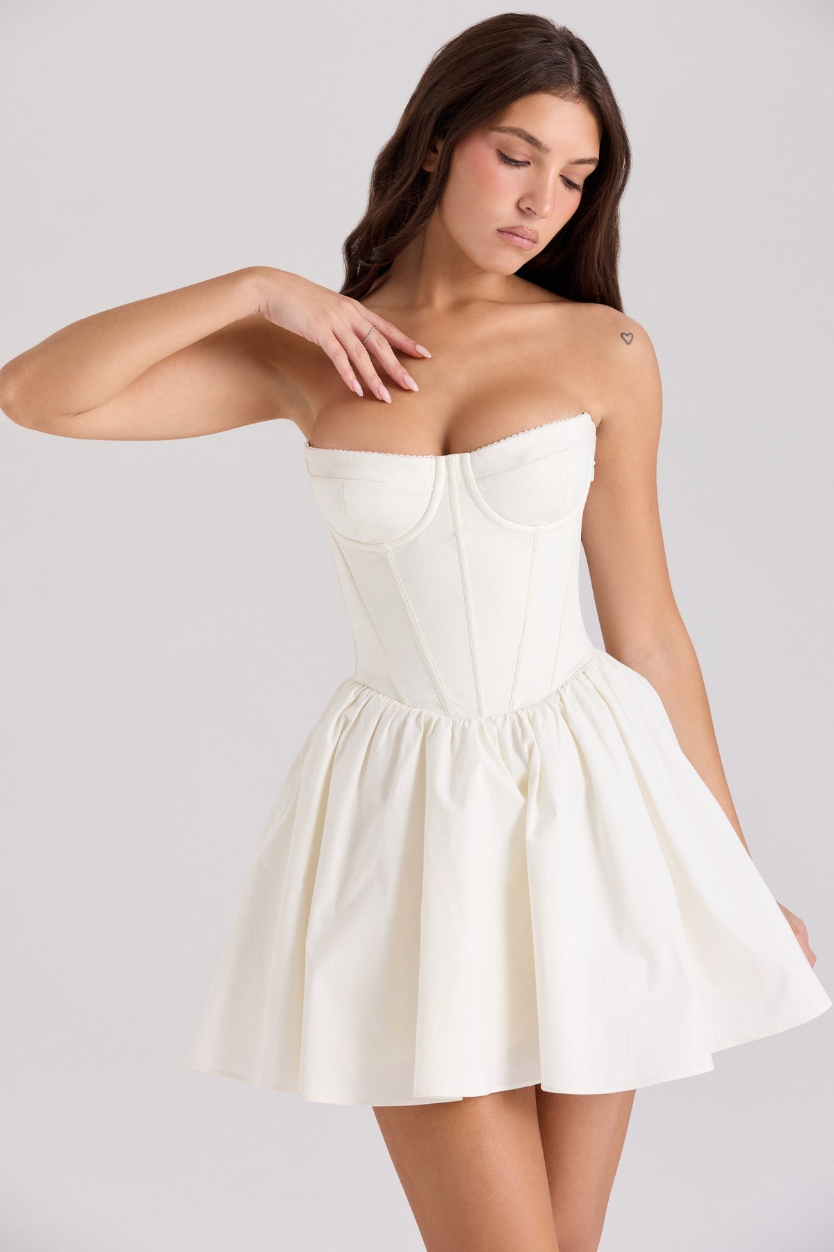 Strapless Sweetheart Corset Bodice Puffball Skirt Mini Dress
