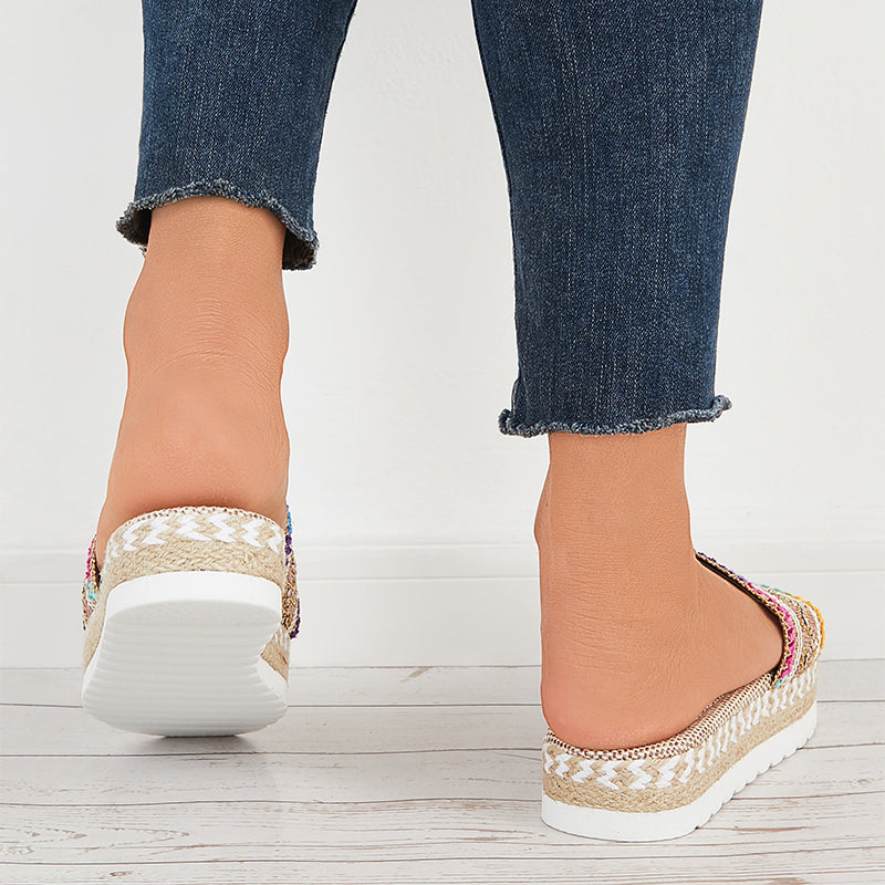 Open Toe Espadrilles Platform Slide Sandals Summer Slippers