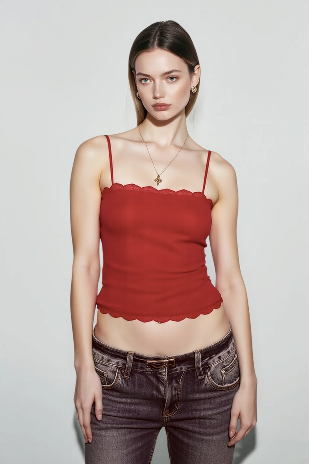 Sheer Mesh Lace Cami Top