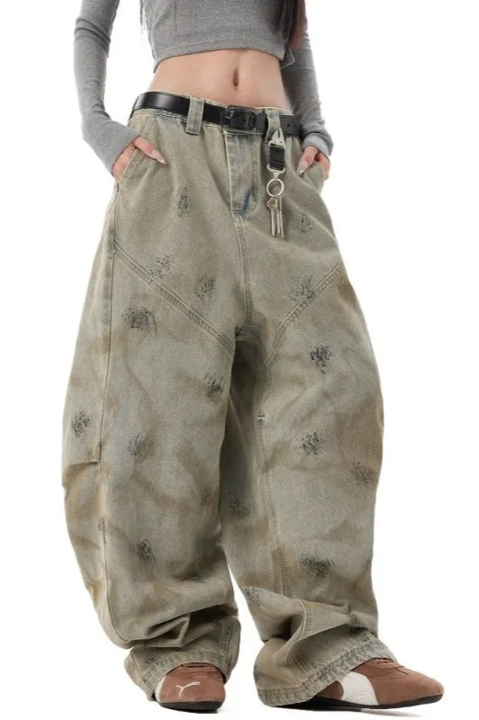 Distressed Wide Leg Loose Jeans