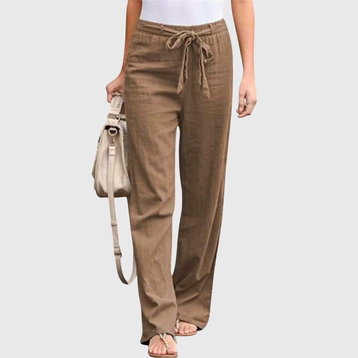 Belted High Waist Wide Leg Pants
