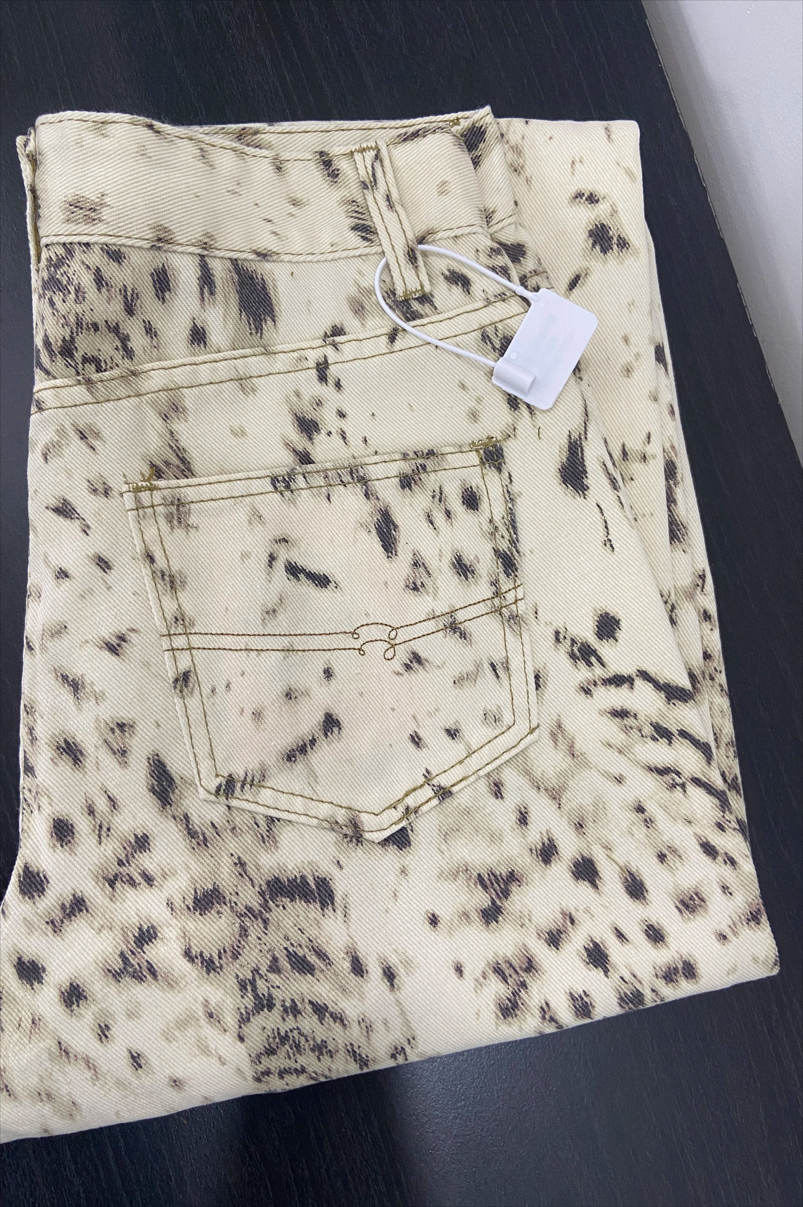 Retro Leopard Straight Baggy Jeans