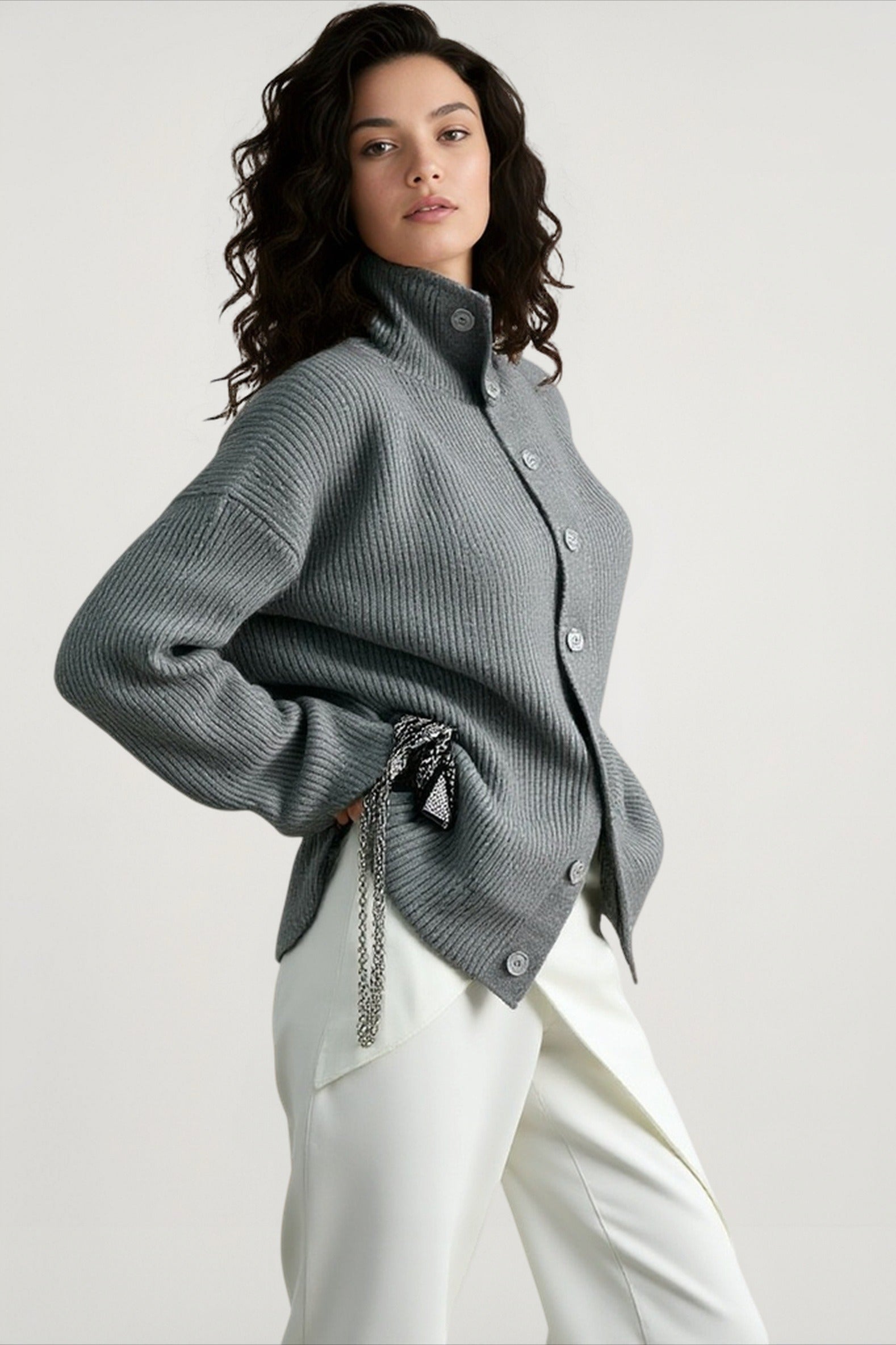 Ribbed Single Breasted Cardigan