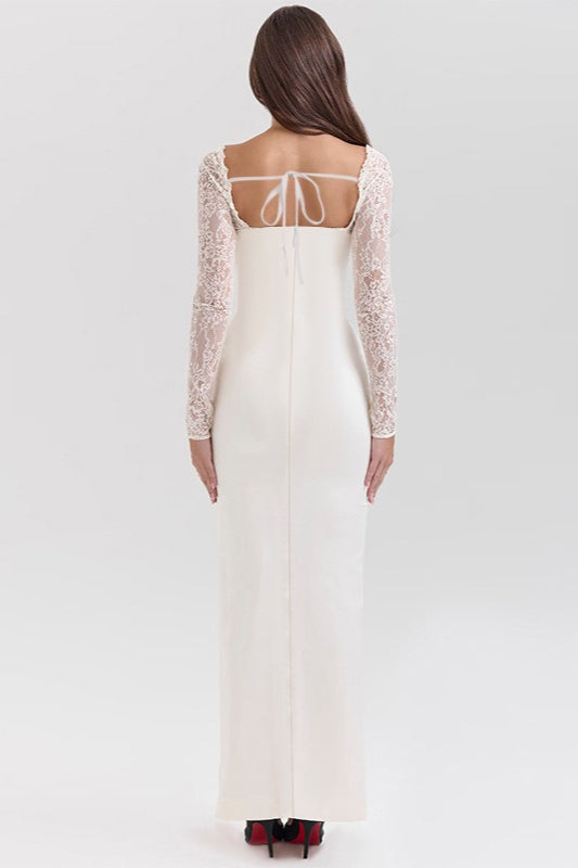 Lengthy Sleeve Bodycon Maxi Lace Dress